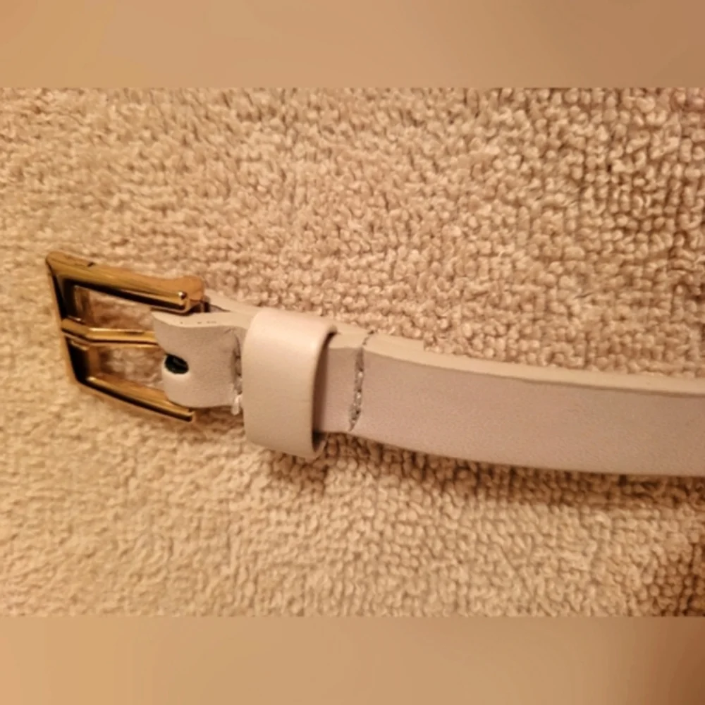 Light Pink and Gold‎ Leather Belt with Rectangular Buckle